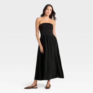 Strapless Black Maxi Dress - Women